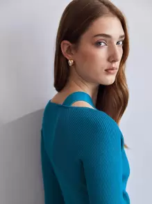 SHEIN Unity WOOL MIX WRAP JUMPER DRESS - Blue - View 11