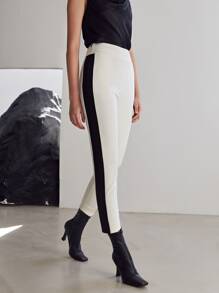 MOTF PREMIUM CROPPED SIDE STRIPE TROUSERS - White - View 5
