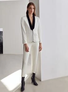 MOTF PREMIUM CROPPED SIDE STRIPE TROUSERS - White - View 8