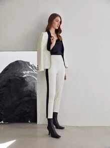 MOTF PREMIUM CROPPED SIDE STRIPE TROUSERS - White - View 9