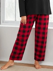 Pantalones de dormir de cuadros - Rojo - Ver 3