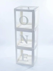 3 piezas de cajas de globos de 25x25cm, 1 pieza de caja decorativa de globo, decoración de fiesta - Blanco - Ver 2