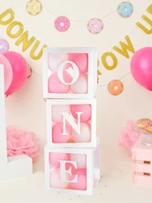 3 piezas de cajas de globos de 25x25cm, 1 pieza de caja decorativa de globo, decoración de fiesta - Blanco - Ver 6