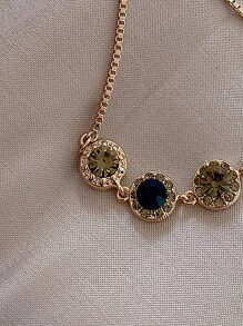 Andkiss Rhinestone Round Decor Bracelet - Multicolor - View 2