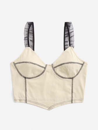 Top à fines brides à plis