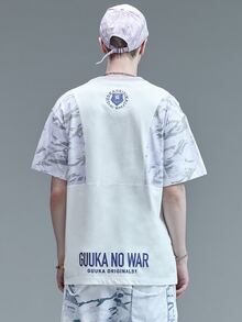 男士字母和動物刺繡筆刷圖案T恤 - 白色 - 查看 2