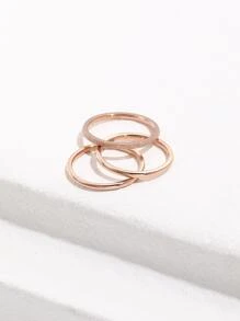 一套时尚情侣个性化三生三世女士不锈钢手饰戒指套装，适合日常佩戴 - 玫瑰金 - 查看 2