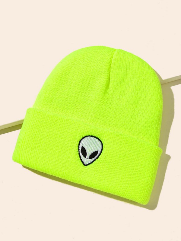 Men Alien Embroidered Beanie Street