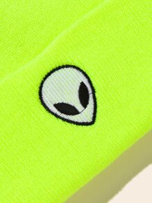 Men Alien Embroidered Beanie Street - Yellow - View 2