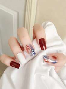 klimonla 24入組閃電圖案假指甲和1張膠帶 - 彩色 - 查看 1