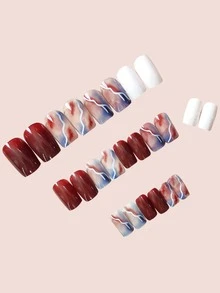 klimonla 24入組閃電圖案假指甲和1張膠帶 - 彩色 - 查看 4