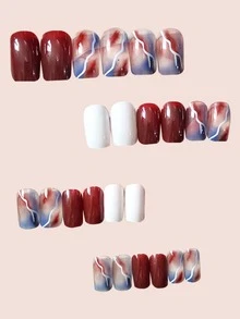 klimonla 24入組閃電圖案假指甲和1張膠帶 - 彩色 - 查看 5