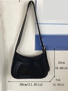 Lightweight,Business Casual Minimalist Buckle Decor Shoulder Bag For Teen Girls Women College Students,Rookies & White-collar Workers Perfect for Office,College,Work ,Business,Commute,Outdoors, Travel, Outings - Black - View 5