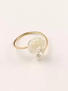 4-30 件珍珠玫瑰餐巾环，适用于婚礼、家居、日常餐桌装饰 - 彩色 - 查看 5