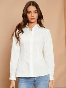 SHEIN Camisa con abertura de espalda abierta con abertura trasera - Blanco - Ver 6