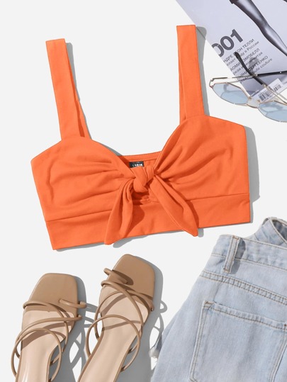 Crop Cami Top mit Knoten vorn
