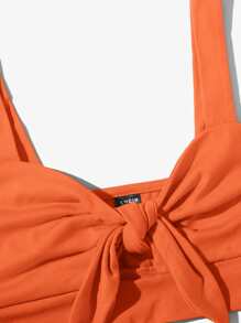 Soleia 前打結素色吊帶短上衣