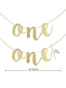 1入組派對橫幅閃光金色字母設計紙拉旗適合派對假期