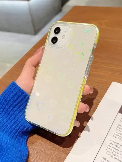 邊框拼接帶心鐳射紙透明手機殼