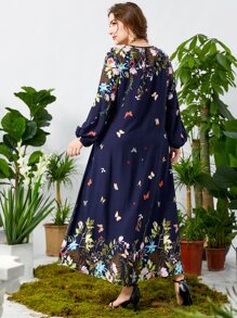 Modelyn Đầm Plus Size Hoa Giải trí - Màu xanh hải quân - Xem 2