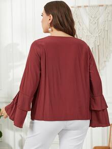 Blusa a capas manga de campana - Burdeos - Ver 2