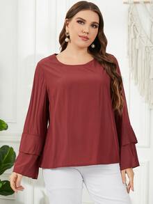 Blusa a capas manga de campana - Burdeos - Ver 3