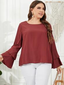 Blusa a capas manga de campana - Burdeos - Ver 4