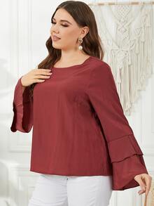 Blusa a capas manga de campana - Burdeos - Ver 5