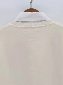 1pc Women's Handmade White Lace Detachable Collar Embellished With Pearls - White - View 2