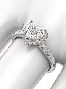 SHEIN X Lucía Bellido Anillo con zirconia cúbica con corazón - Plata antigua - Ver 2