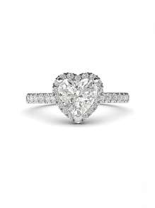 SHEIN X Lucía Bellido Anillo con zirconia cúbica con corazón - Plata antigua - Ver 3