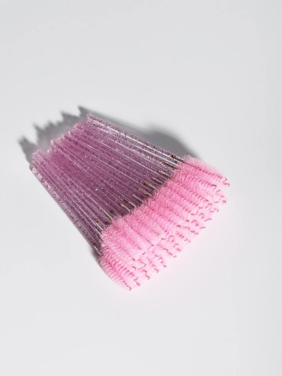 Portable Mascara Brush, 50pcs Mascara Brush, Eyebrow Brush, Eyebrow Brush Spiral Brush Makeup Tool - Pink - View 1