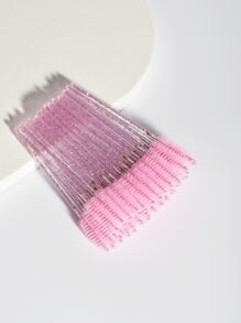 Portable Mascara Brush, 50pcs Mascara Brush, Eyebrow Brush, Eyebrow Brush Spiral Brush Makeup Tool - Pink - View 2