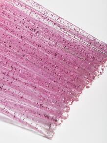 Portable Mascara Brush, 50pcs Mascara Brush, Eyebrow Brush, Eyebrow Brush Spiral Brush Makeup Tool - Pink - View 3