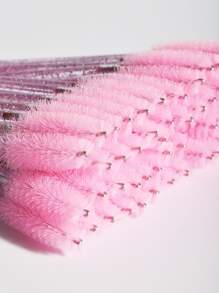 Portable Mascara Brush, 50pcs Mascara Brush, Eyebrow Brush, Eyebrow Brush Spiral Brush Makeup Tool - Pink - View 6