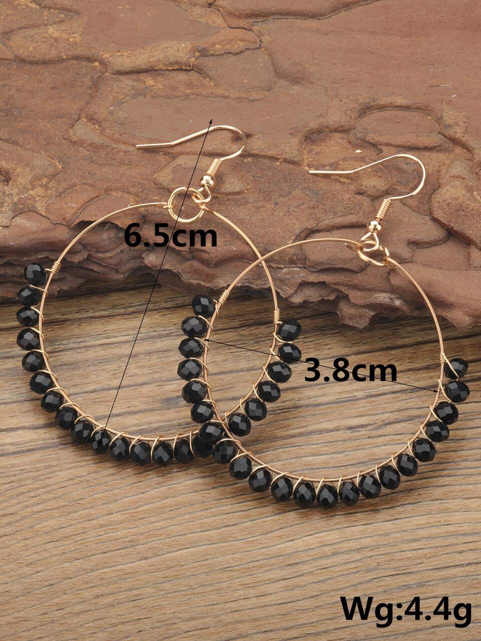 Bead Decor Round Drop Earrings