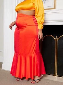 DIANDRA the label Plus Spliced Two Tone Mermaid Skirt - Multicolor - View 4