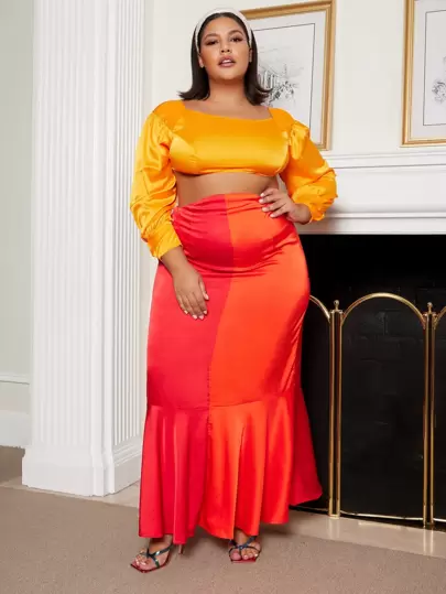 DIANDRA the label Plus Square Neck Ruched Crop Top