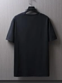 Manfinity Tops Nam Hoạt hình Lá thư Giải trí - màu đen - Xem 2