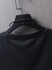 Manfinity Tops Nam Hoạt hình Lá thư Giải trí - màu đen - Xem 5