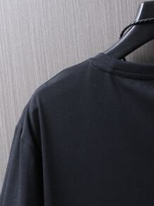 Manfinity Tops Nam Hoạt hình Lá thư Giải trí - màu đen - Xem 7