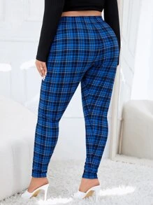 SHEIN SXY 大碼格紋圖案緊身褲 - 彩色 - 查看 2