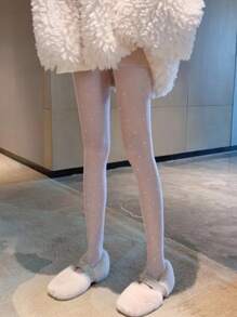 Medias con patrón de corazón transparente - Blanco - Ver 3