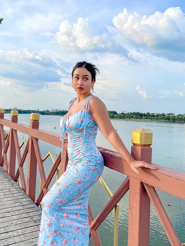 PARTHEA Women's Floral Print Spaghetti Strap Mermaid Hem Ruched Dress Vacation Party Elegant Summer
