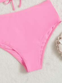 仿珍珠肩带贝壳设计比基尼夏日海滩 - 粉色 - 查看 6