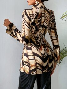 SHEIN Clasi 滿版印花圍裹襯衫 - 彩色 - 查看 2