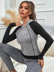 Áo nỉ thể thao tay raglan phối màu tương phản với đường may nổi bật - Nhiều màu - Xem 1