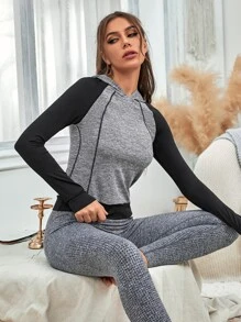 Áo nỉ thể thao tay raglan phối màu tương phản với đường may nổi bật - Nhiều màu - Xem 3