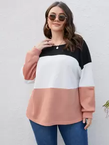 大碼撞色落肩T恤 - 彩色 - 查看 1
