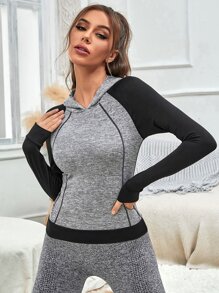 Áo nỉ thể thao tay raglan phối màu tương phản với đường may nổi bật - Nhiều màu - Xem 5